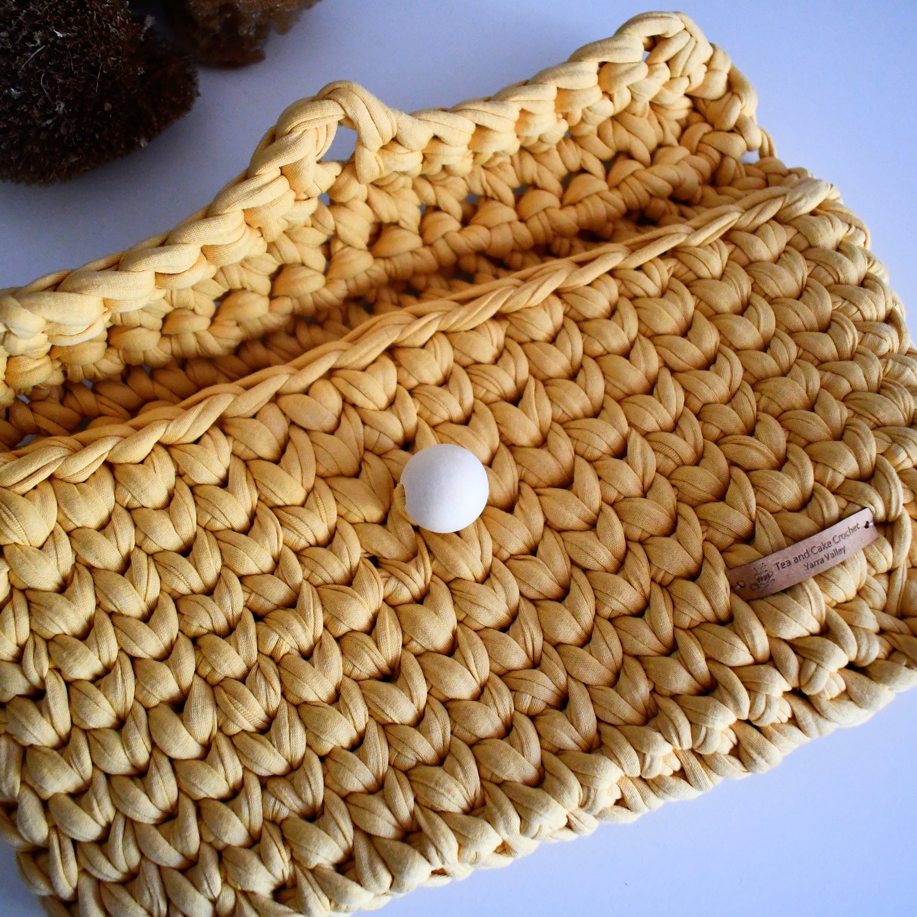 Handmade Crochet Clutch Bag Mustard