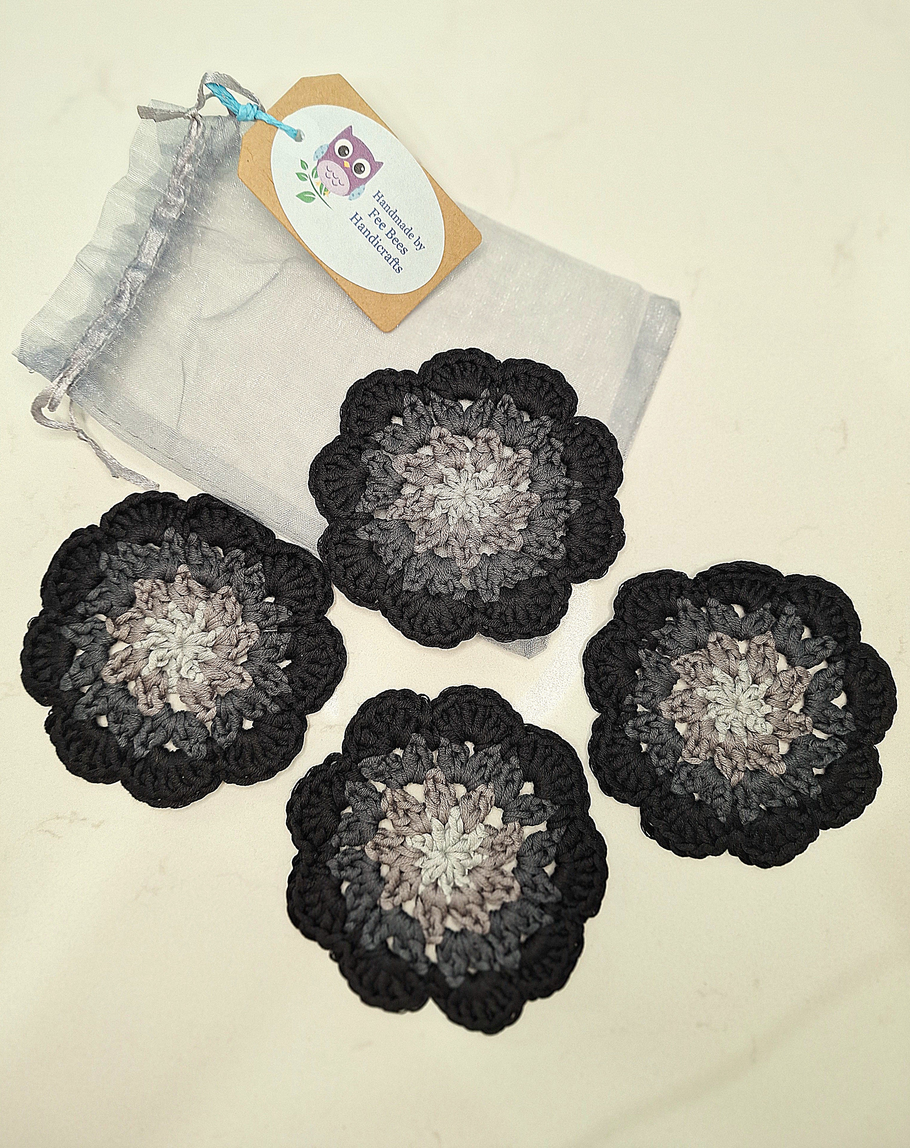 crochet drink coasters in a set of four - Ombre style