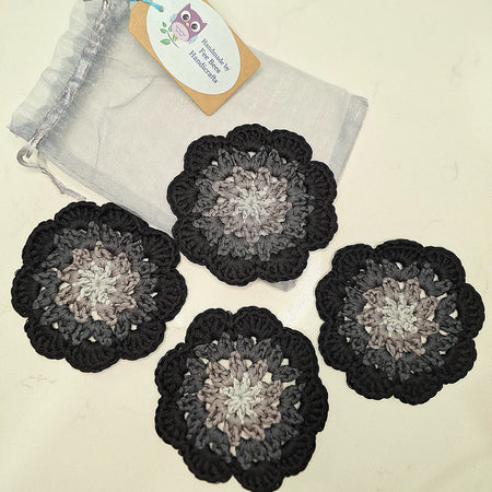 crochet drink coasters in a set of four - Ombre style