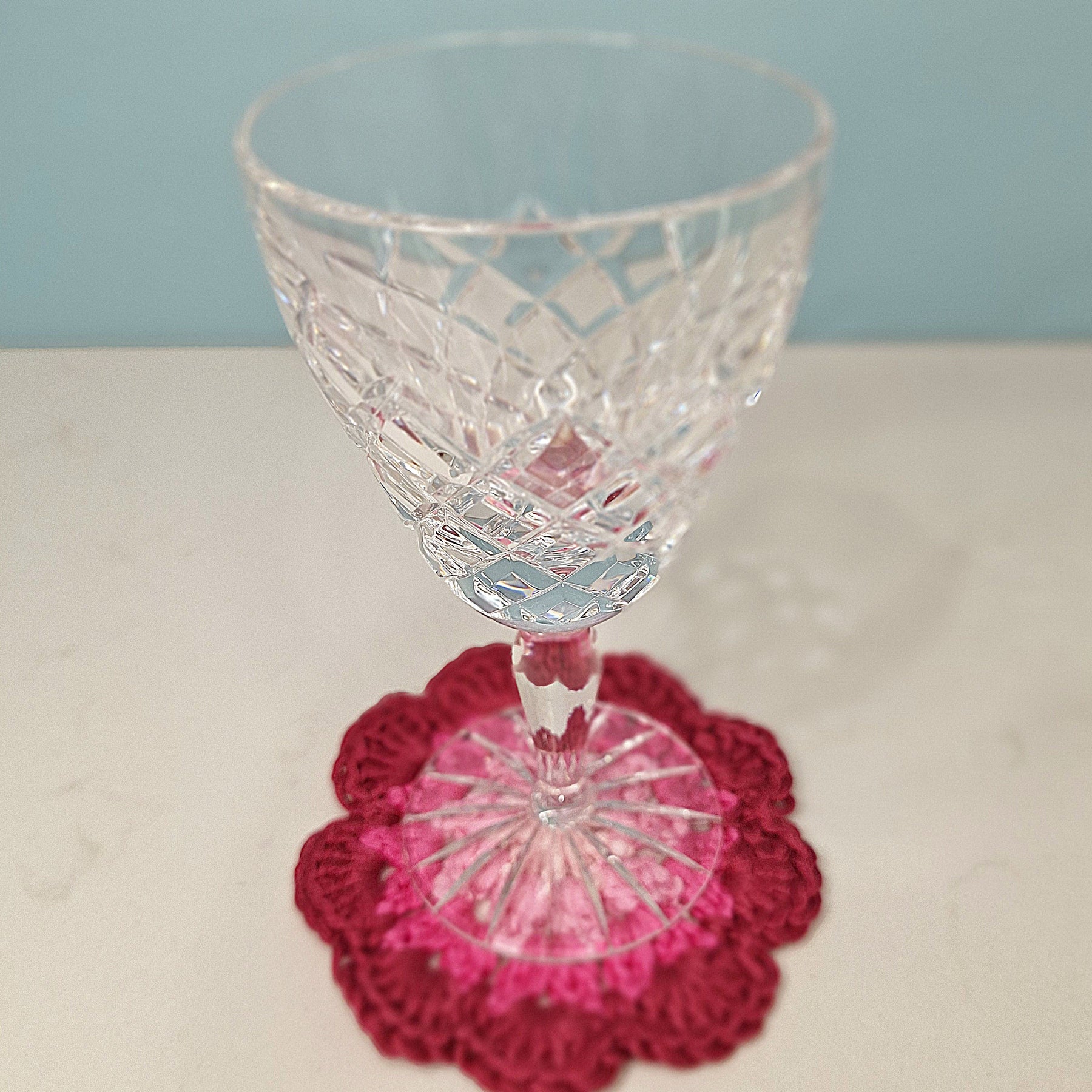 crochet drink coasters in a set of four - Ombre style