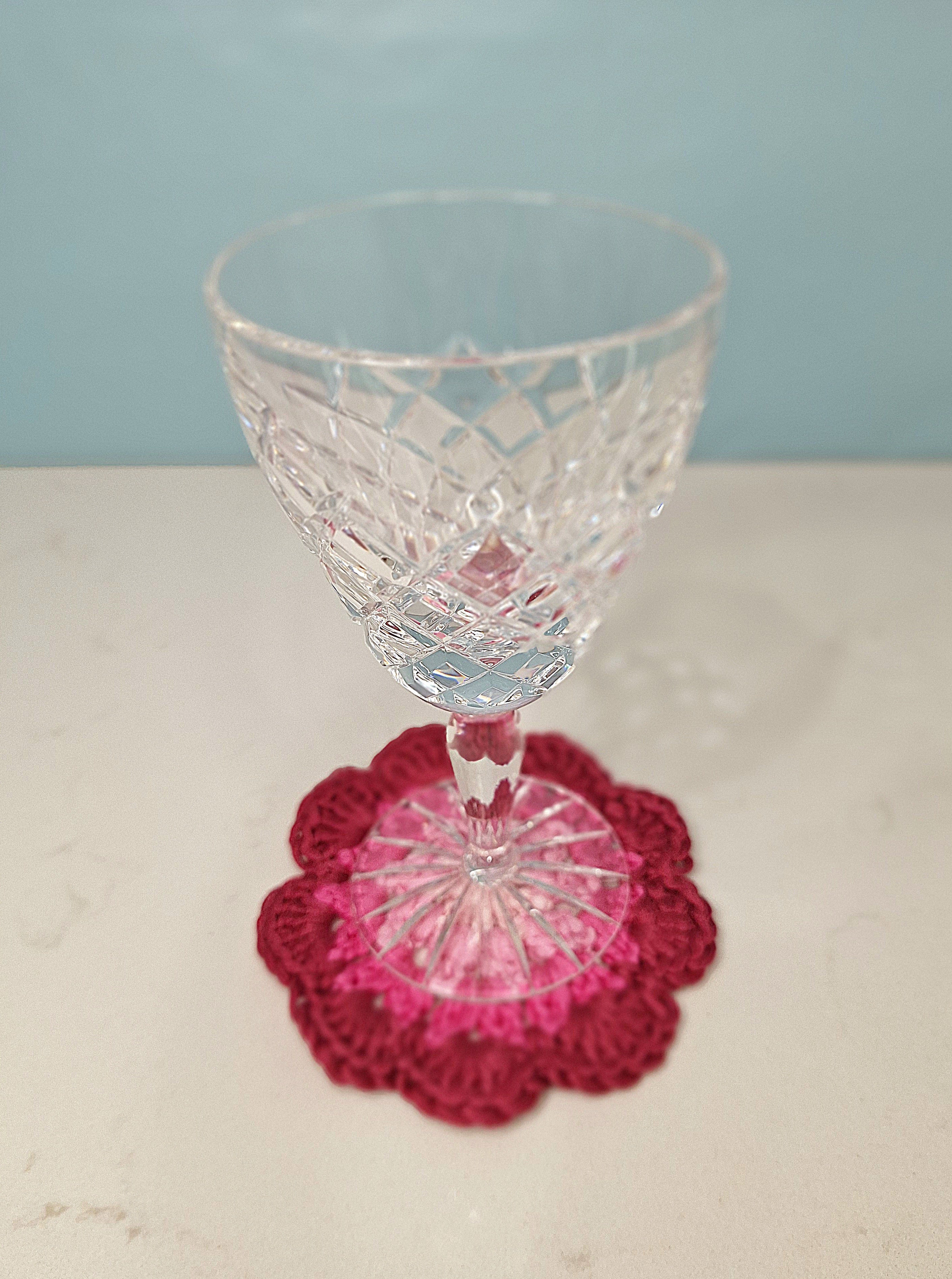 crochet drink coasters in a set of four - Ombre style