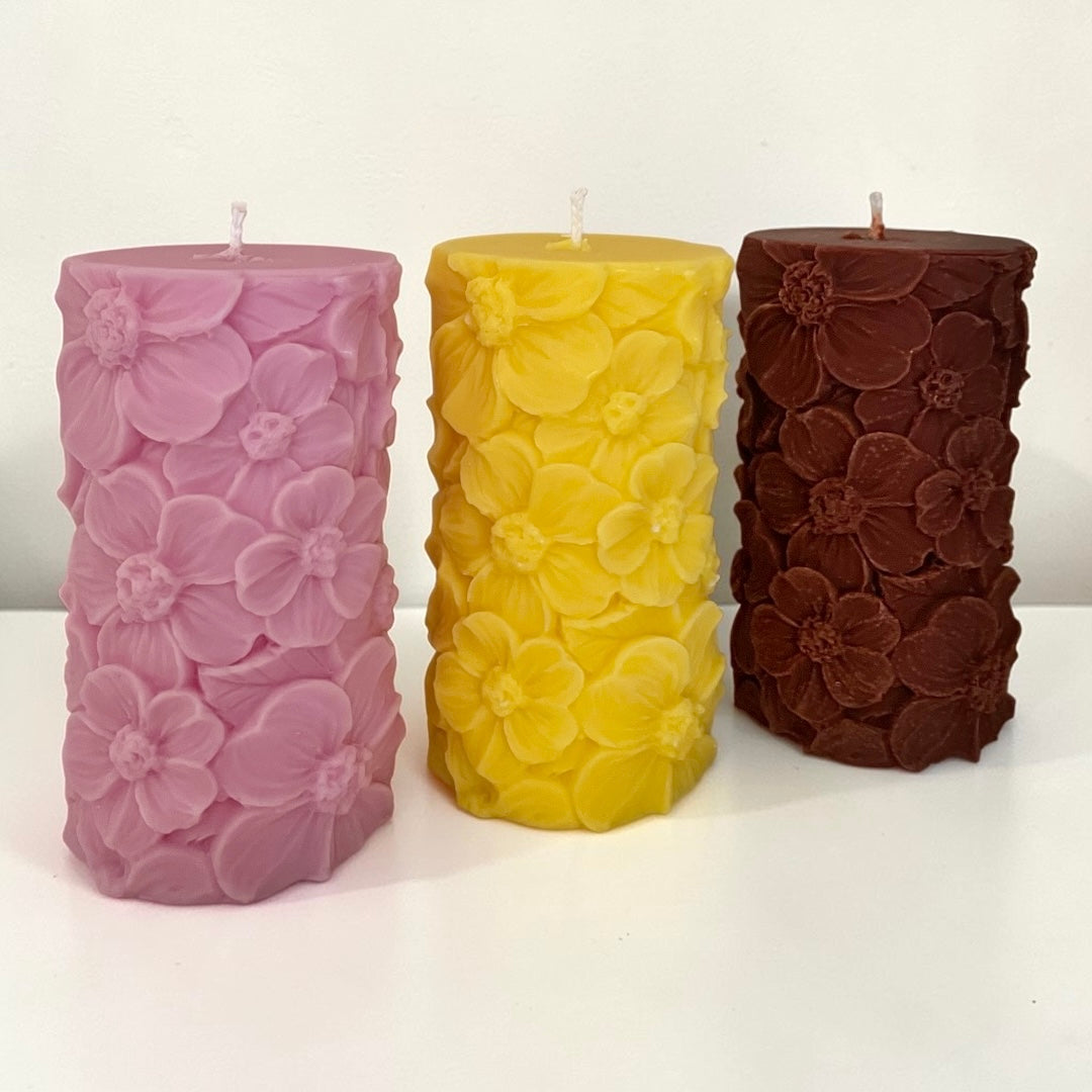 Tall Flower Pillar Candle