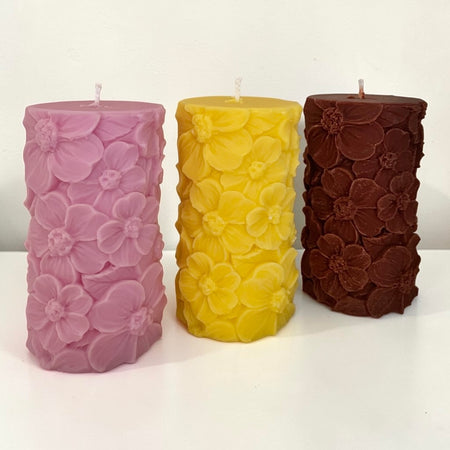 Tall Flower Pillar Candle