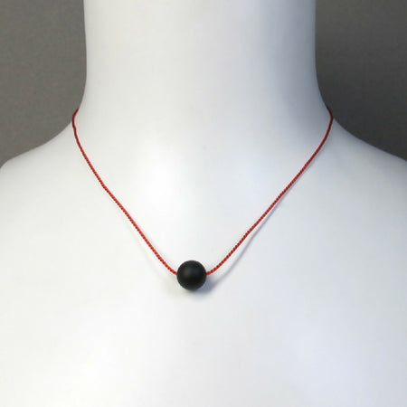 Simplicity - Matte onyx on short silk necklace