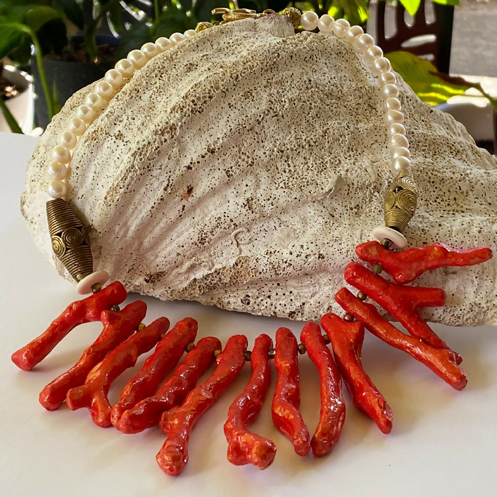 Coral and Pearl Necklace