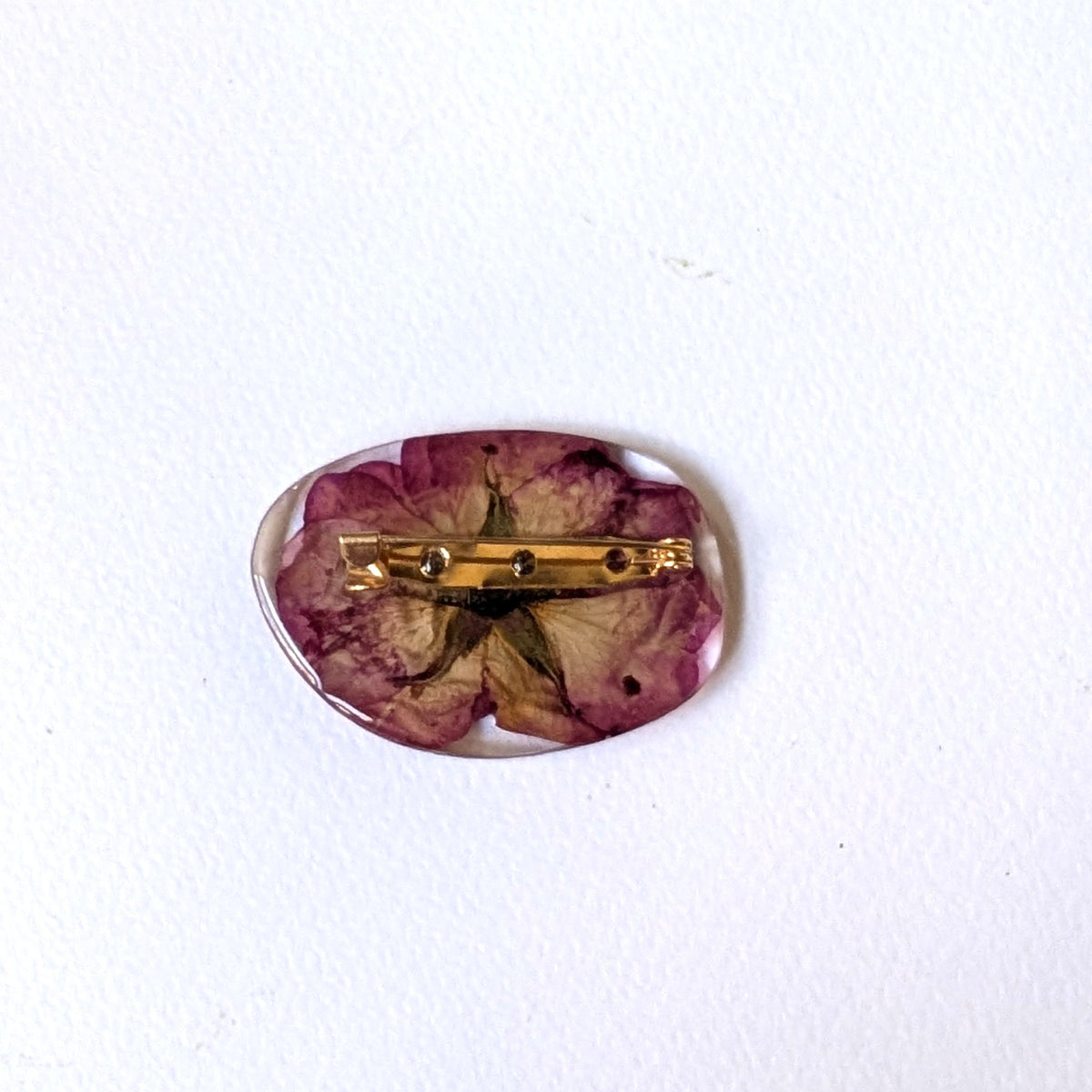 Real Vintage Rose Pressed Resin Floral Brooch Pin