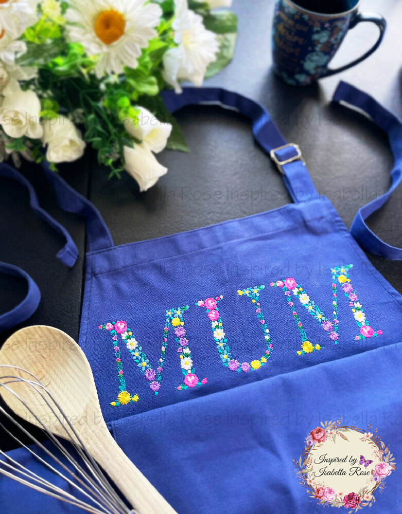 Embroidered Apron, Mothers/Fathers Day Gift, Made to order
