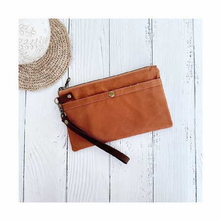 Waxed Canvas Clutch - Tan