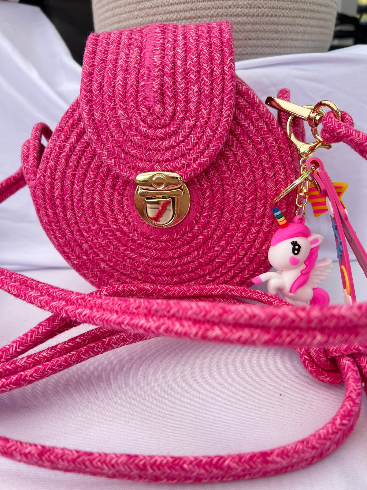 Handmade Pink Rope Crossbody Bag