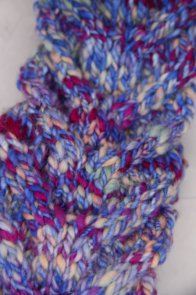 Hand Knitted Headband - Fruit Tingle Hand Spun Wool