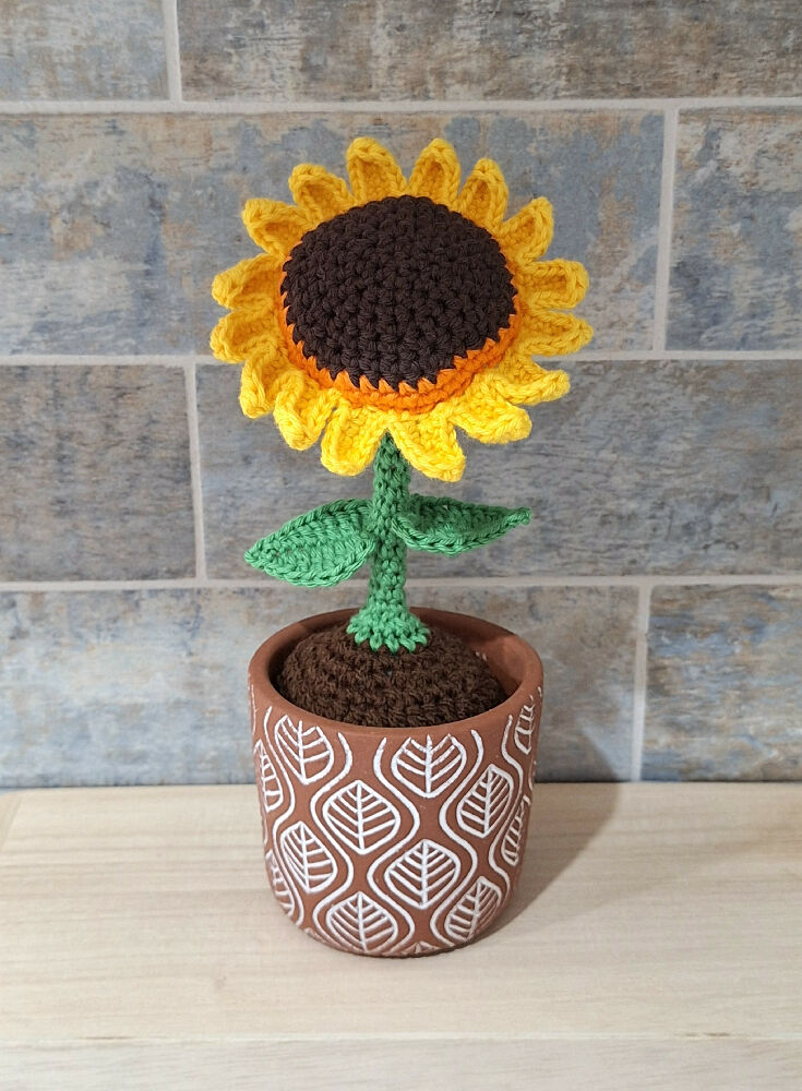 sunflower concrete pot