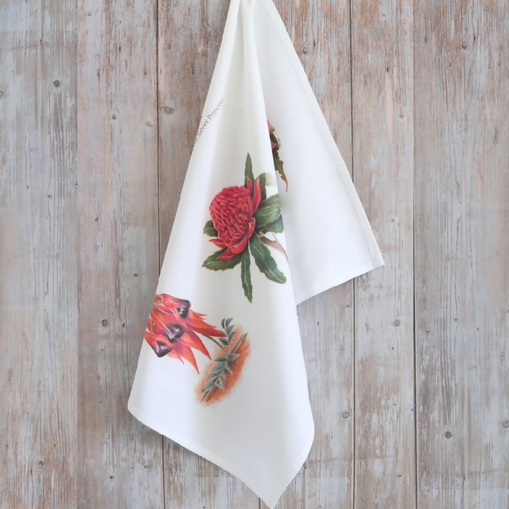 Australian-artist-tea-towel-australian-flora-corner-hang