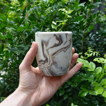 Brown & White Hand Crafted Ceramic Marbled Coffee Mug 250ml