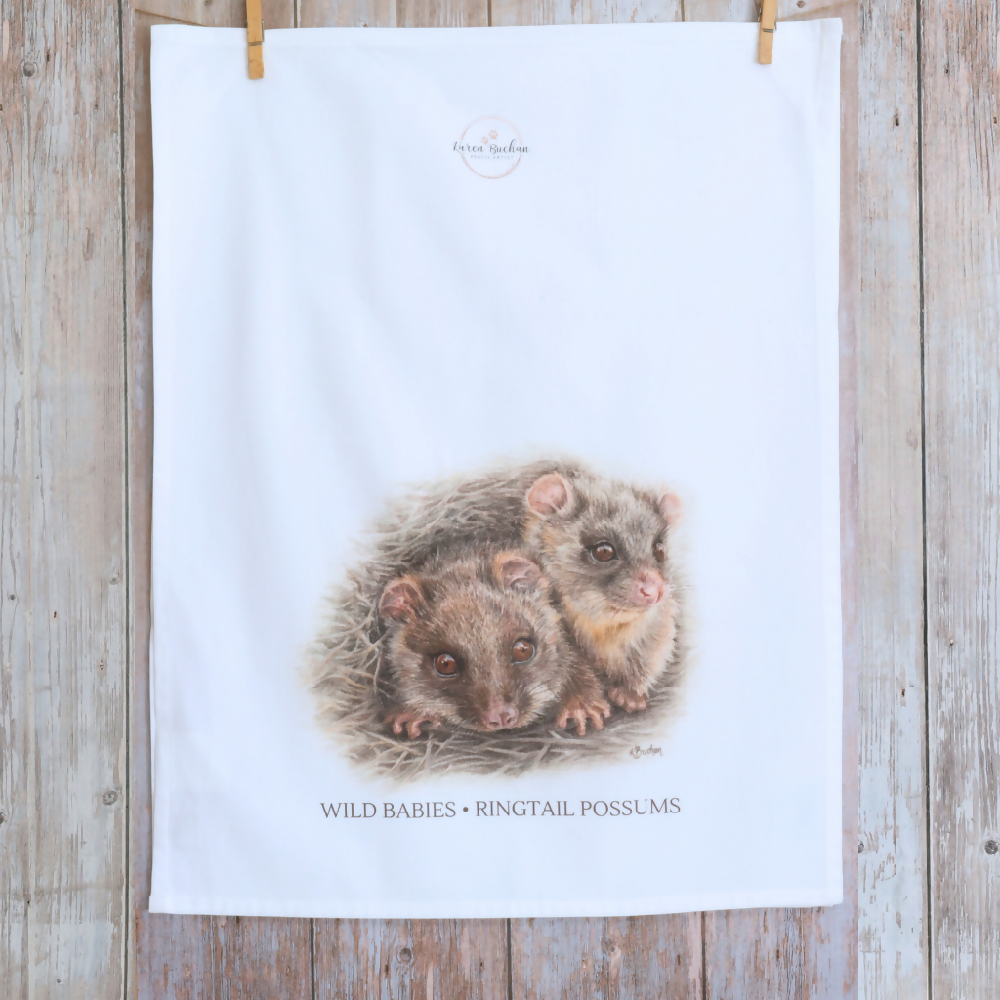 Australian-artist-illustration-ringtail-possums-tea-towel-front