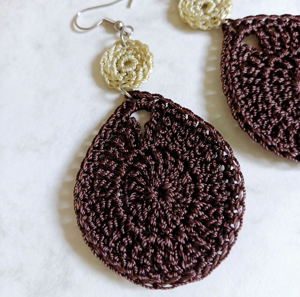 Waterdrop Earrings - Chocolate and Cream