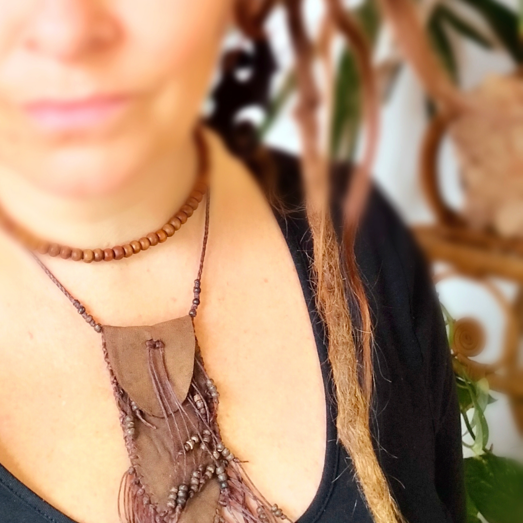•| MEDICINE POUCH |• leather wood beads ~ a keep safe
