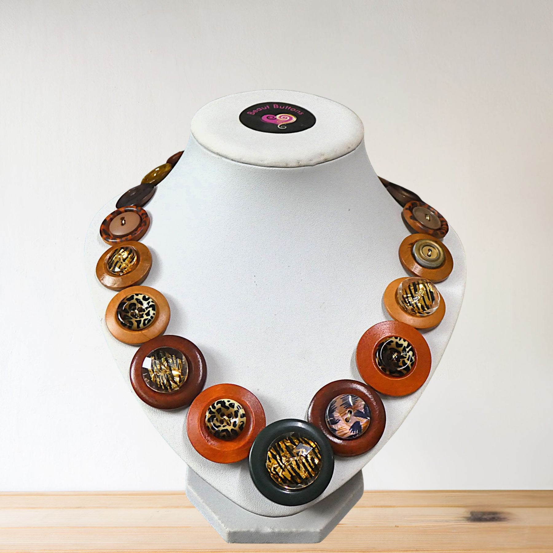 Button necklace and earrings - On Safari