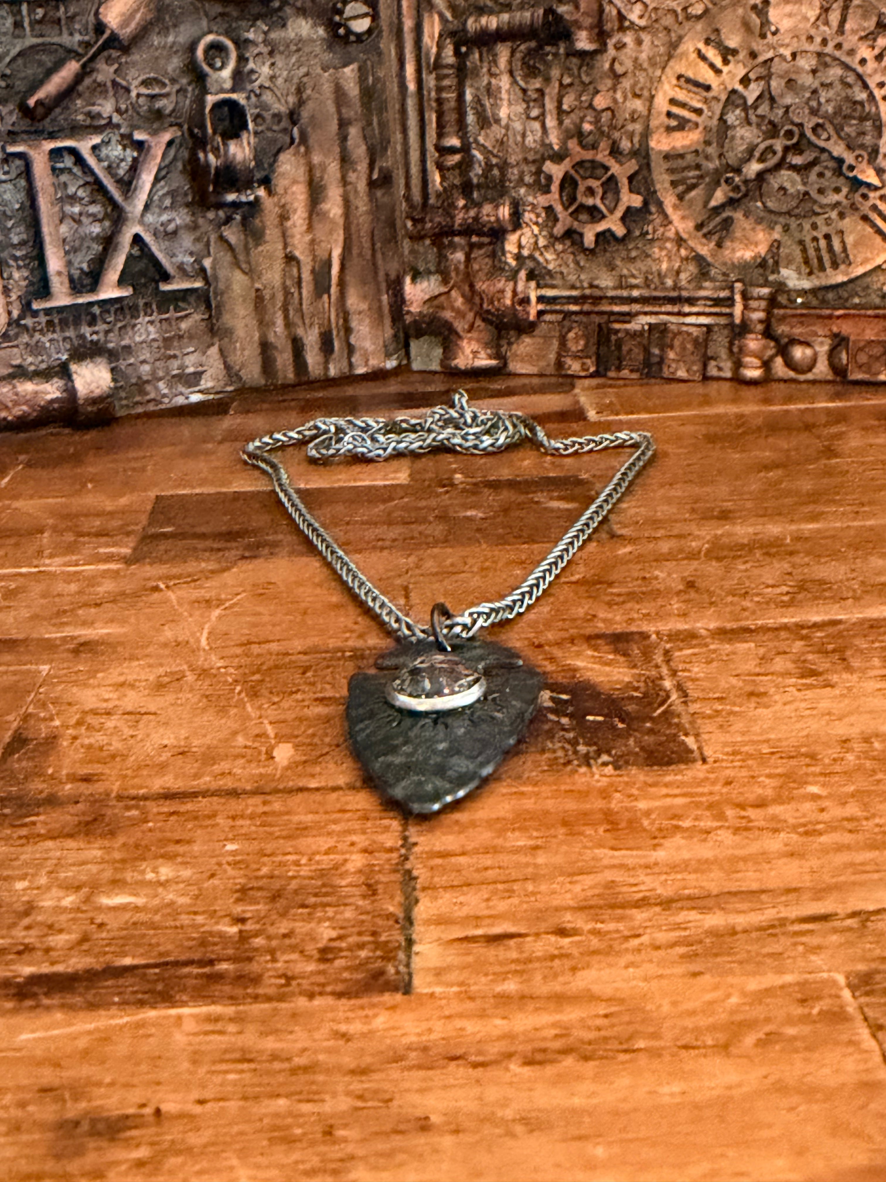 Steampunk watch parts arrowhead necklace