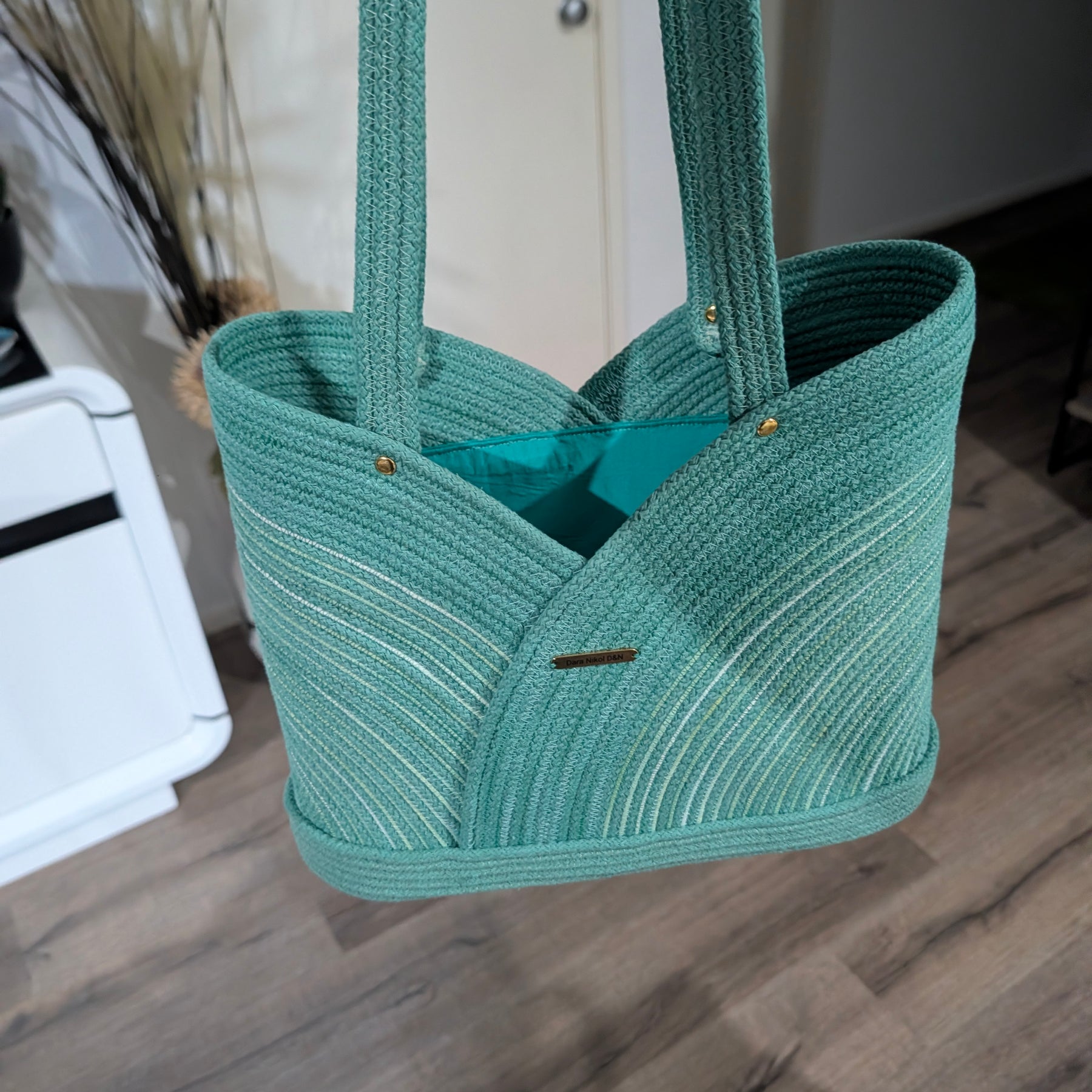 Lagoon Large Handmade Cotton Cord Tote Bag