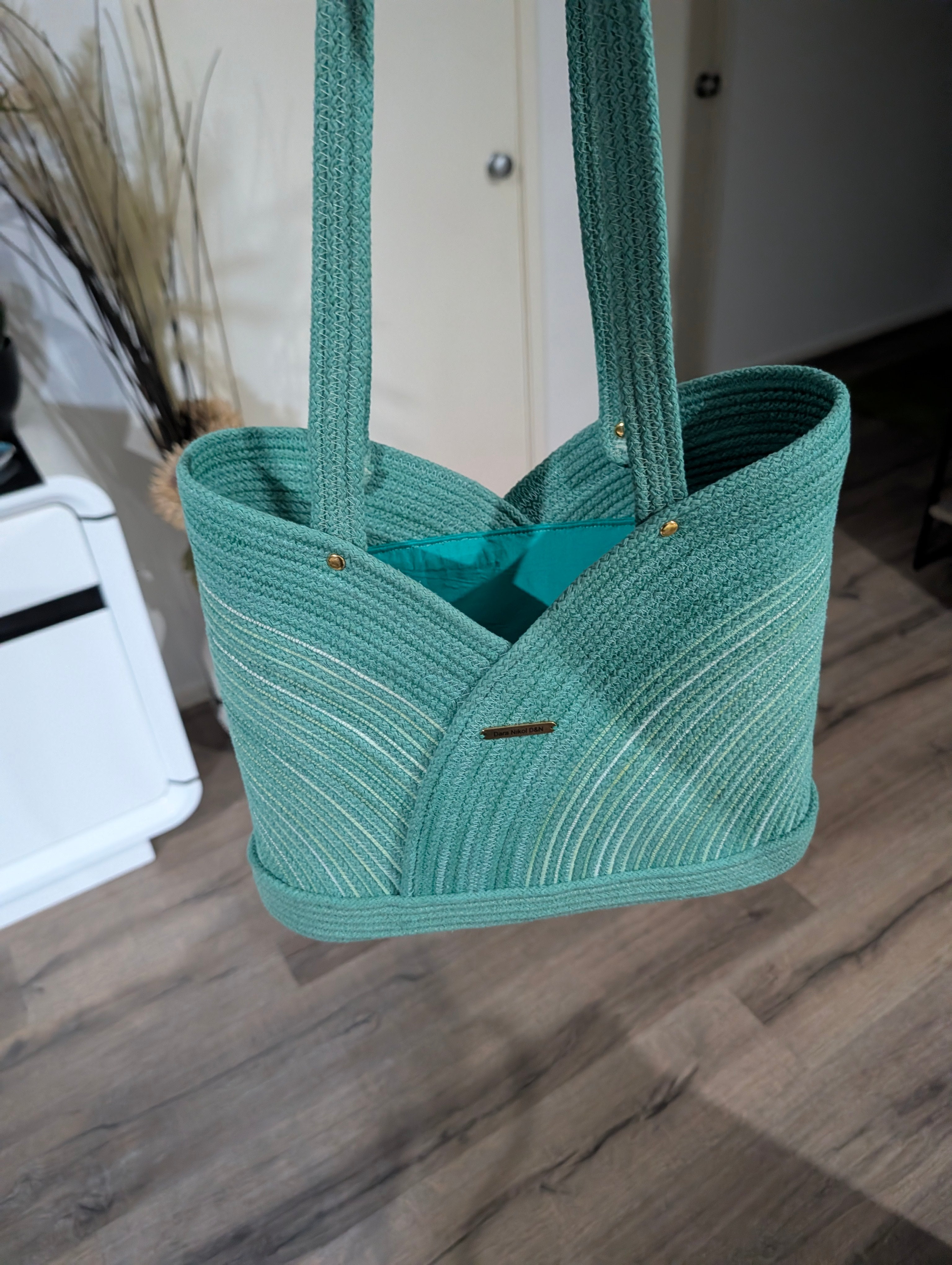 Lagoon Large Handmade Cotton Cord Tote Bag