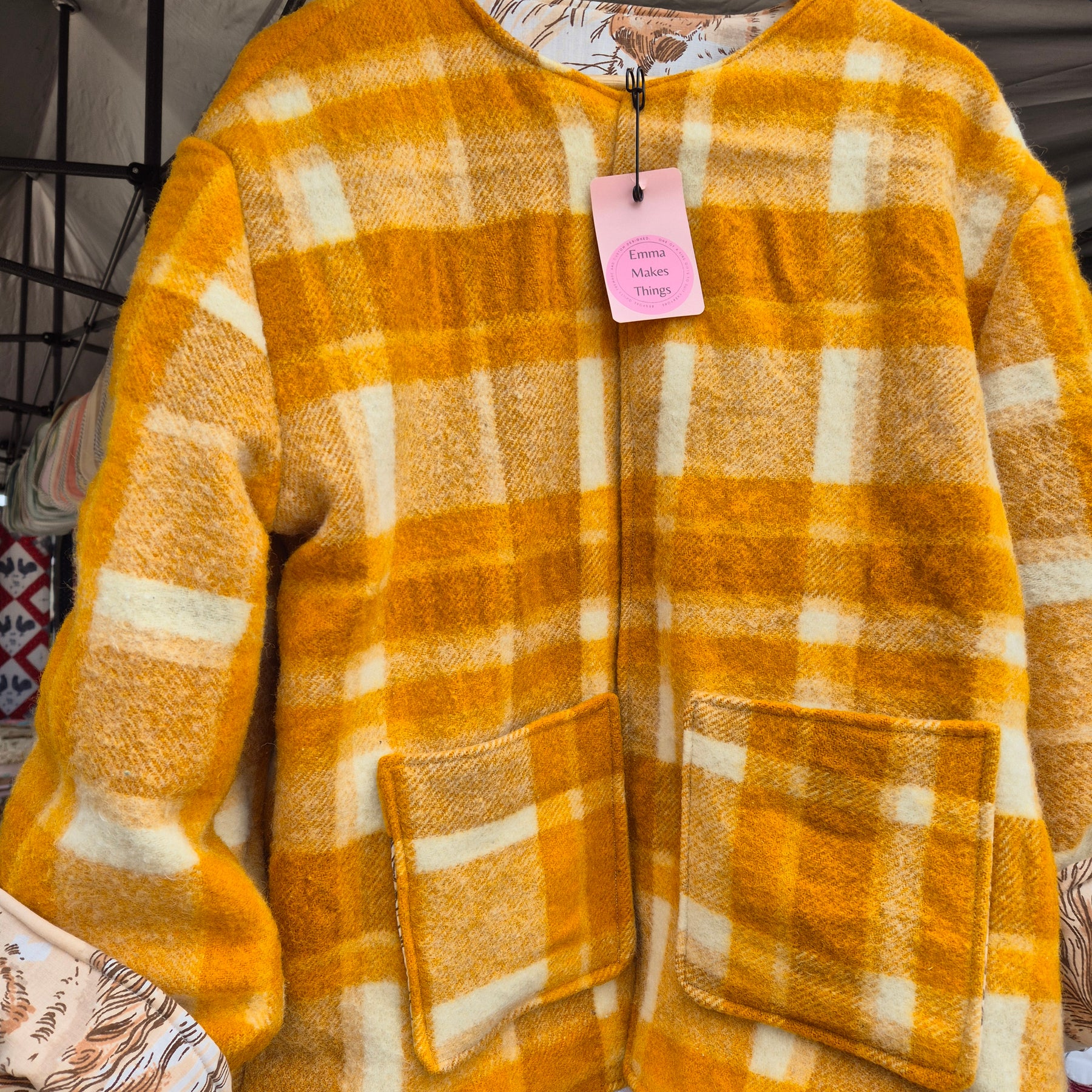 Upcycled woollen blanket jacket size 10