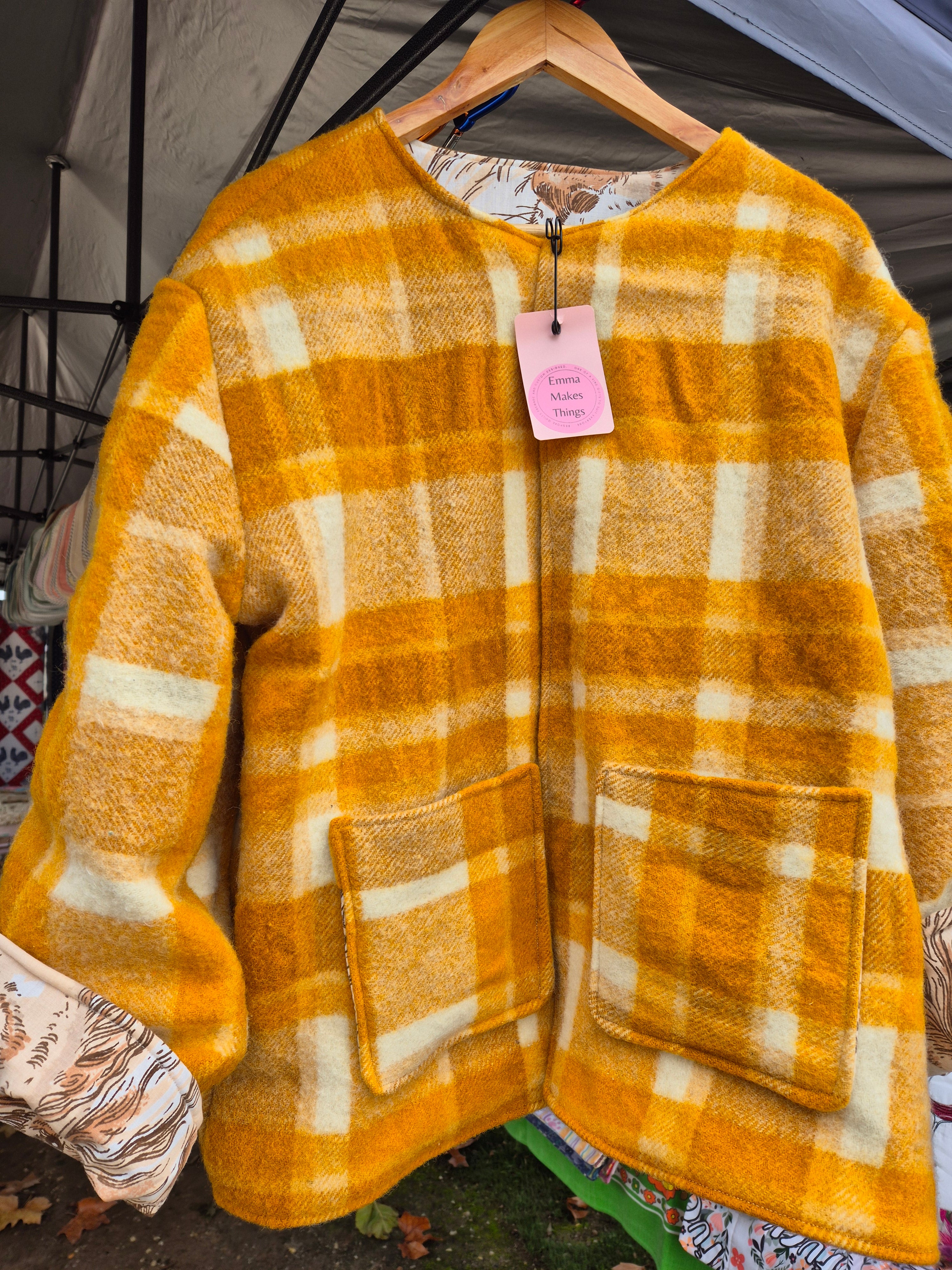 Upcycled woollen blanket jacket size 10