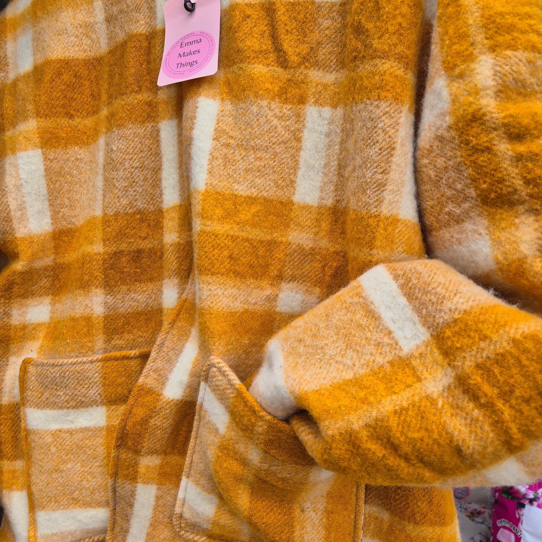 Upcycled woollen blanket jacket size 10
