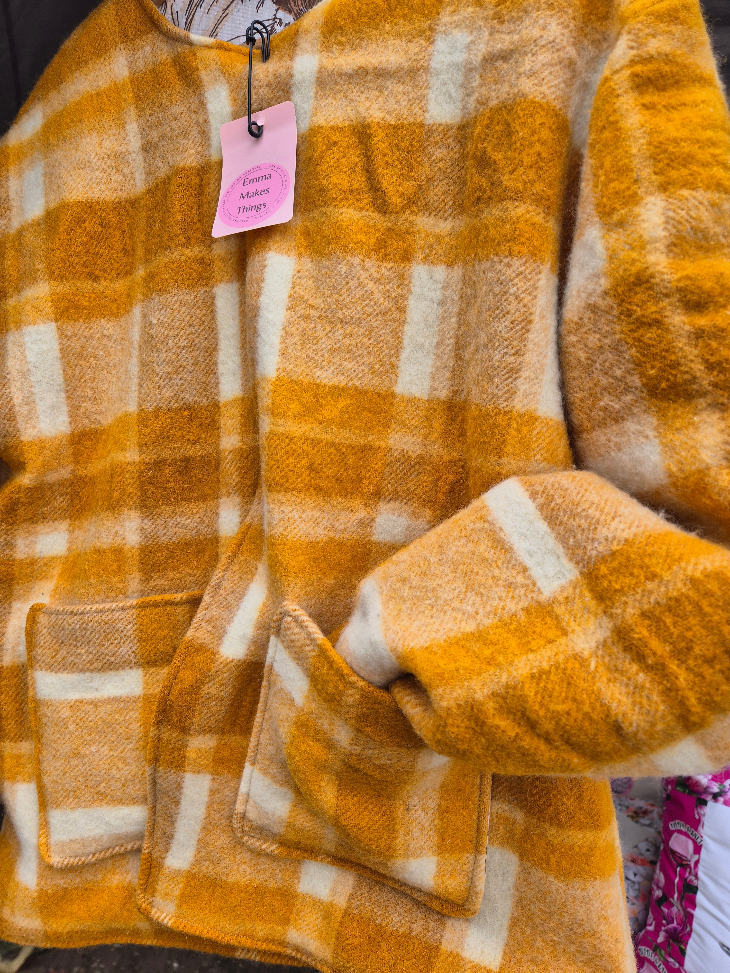 Upcycled woollen blanket jacket size 10