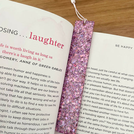 Purple glitter resin bookmark