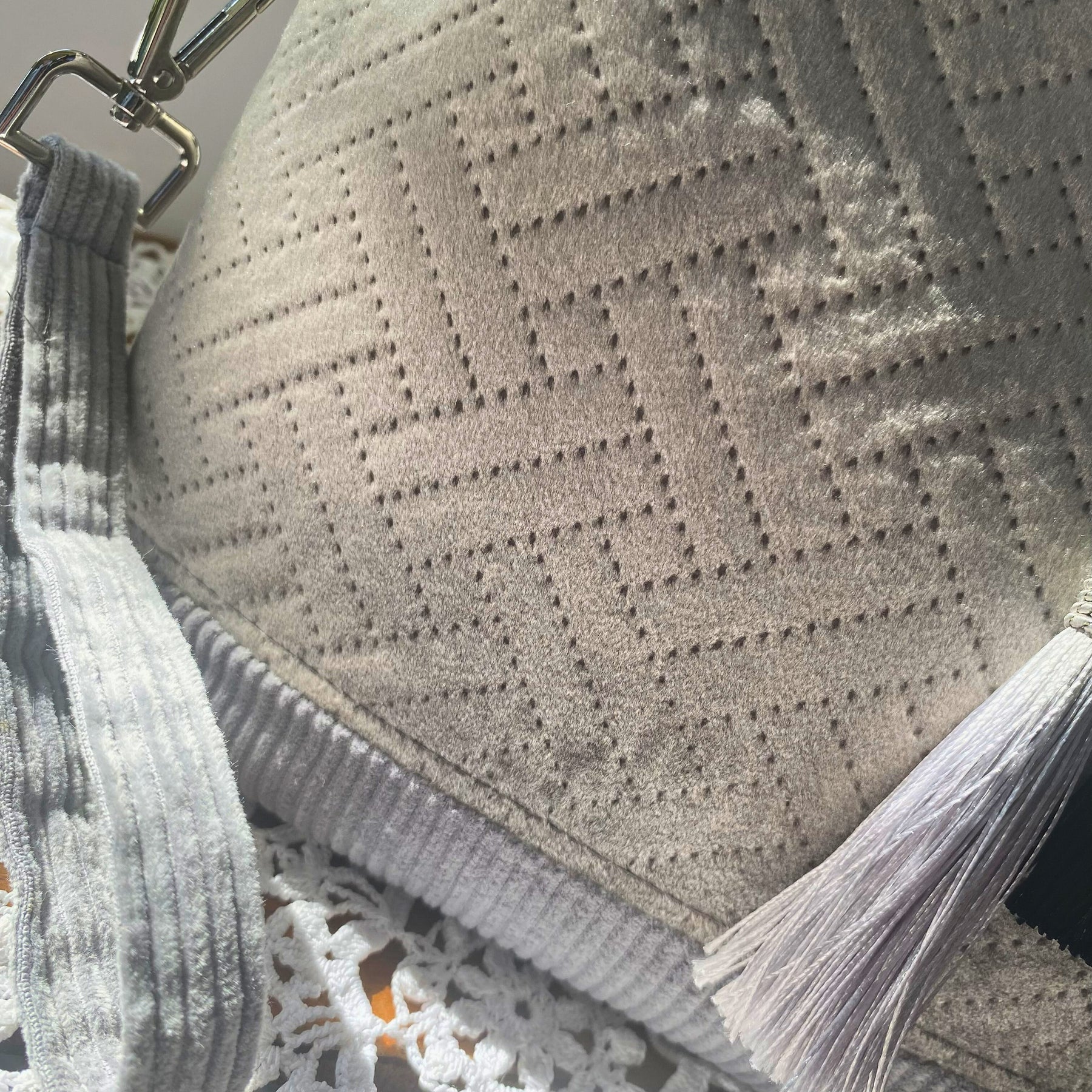 Velvet clutch purse - silver grey