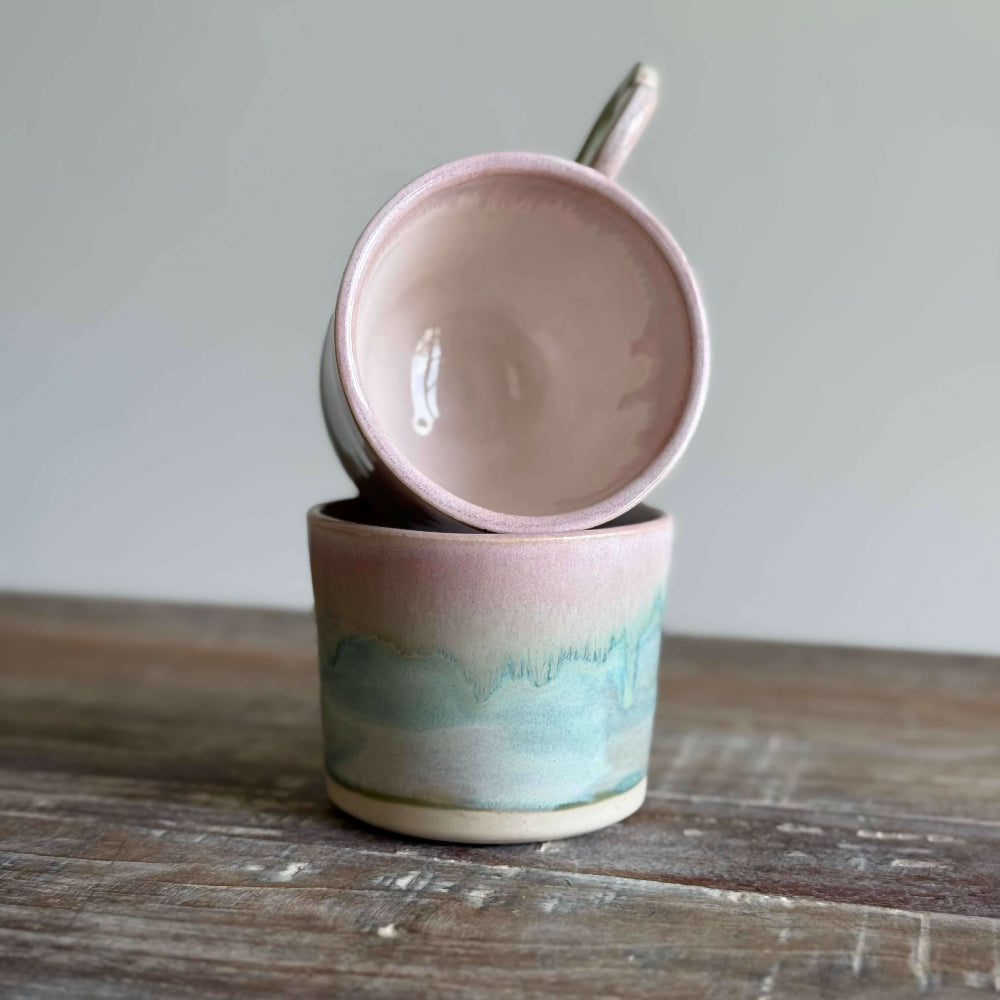 Australian-Ceramic-Artist-Ana-Ceramica-Home-Decor-Kitchen-and-Dining -Cups-and-Glassware-Sweetheart-Cup-Set-of-2-Pink-Turqoise-Blush-Wedding-Engagement-Anniversary-Present-Wheel-Thrown-Pottery