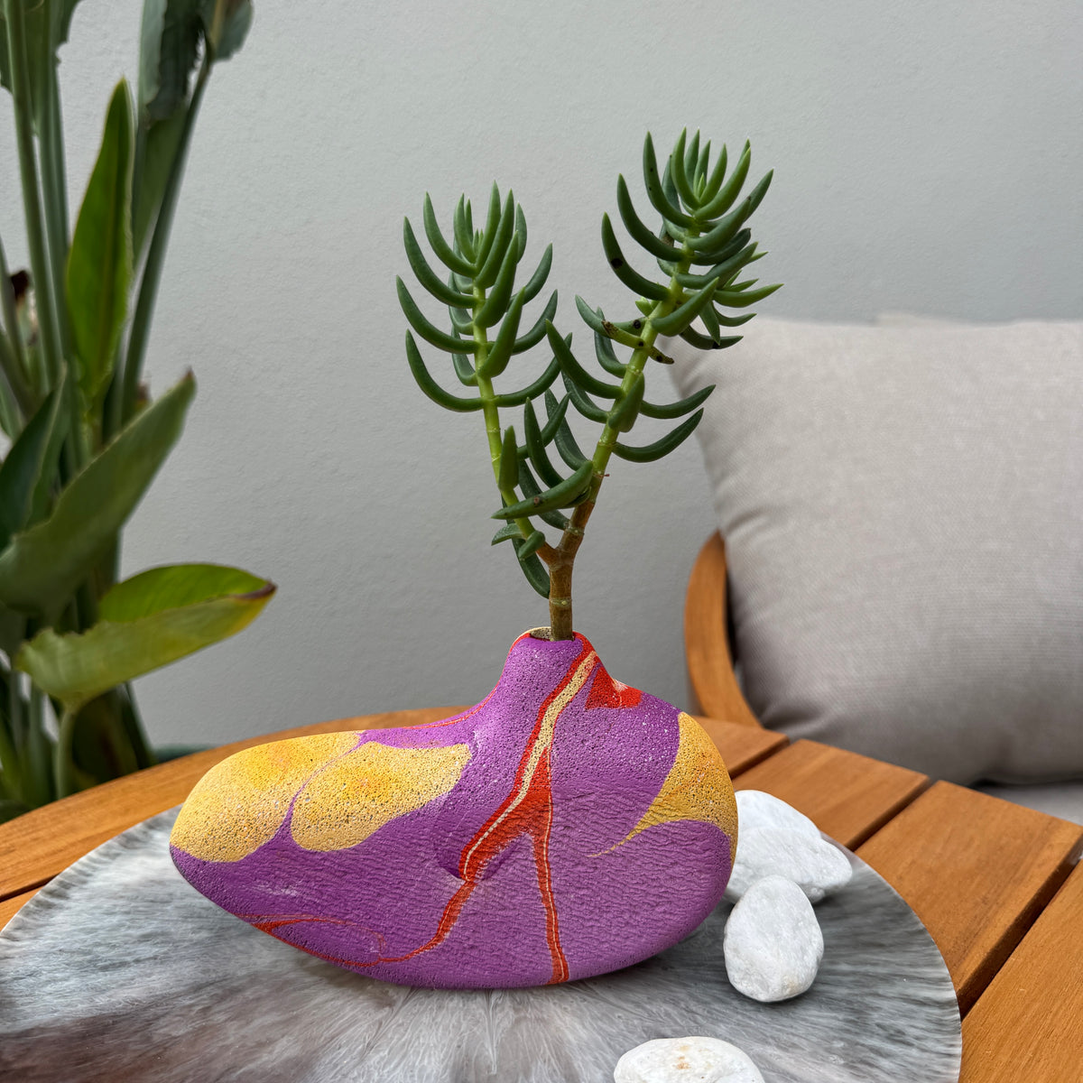 Lava Bird hand sculpted concrete test tube vase