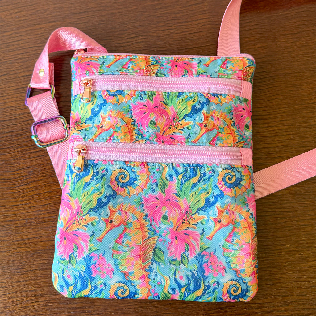 Handmade Seahorse Crossbody Bag | 3 Zip Festival & Everyday Bag