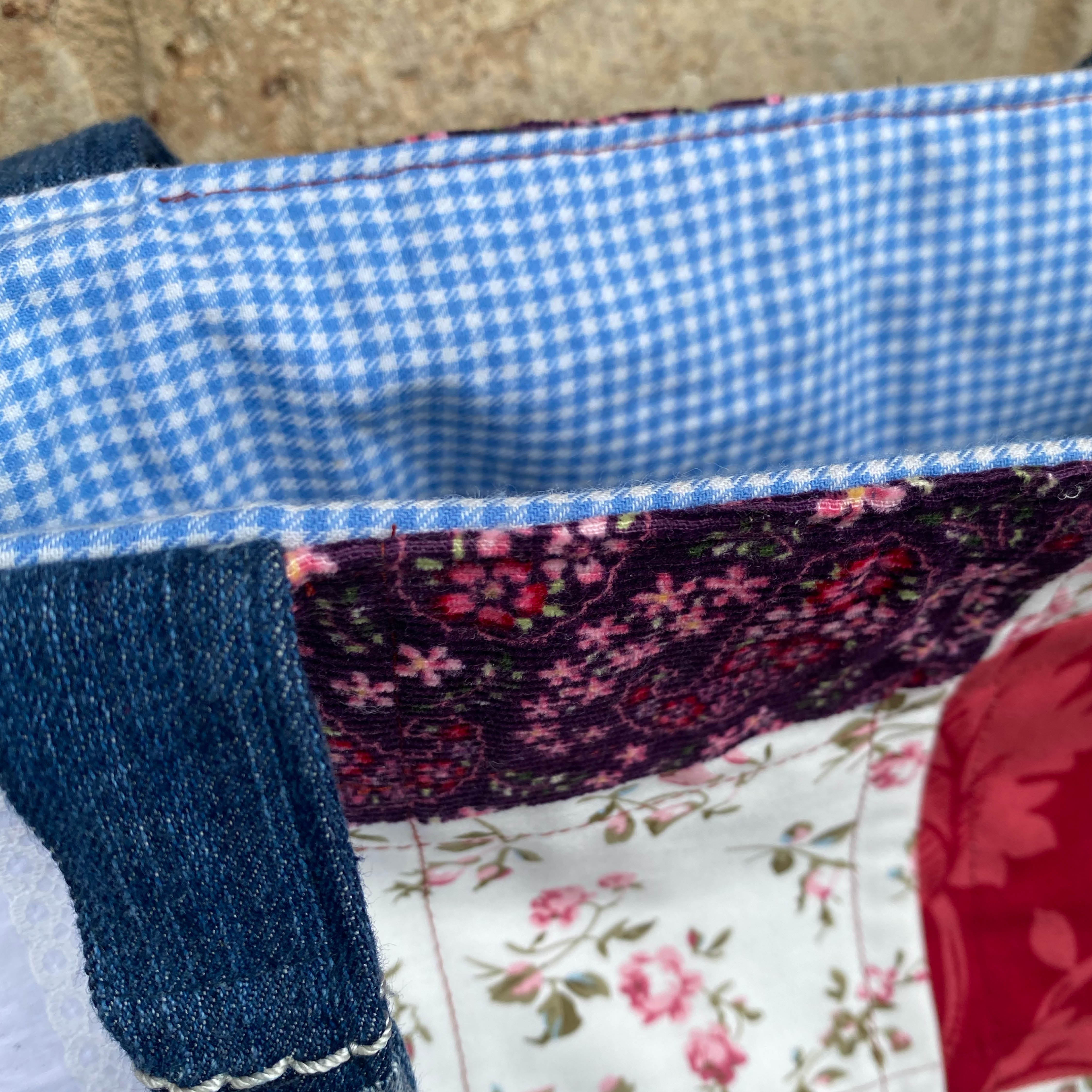 Vintage Posy Handmade Tote Bag Upcycled Vintage Fabrics & Denim