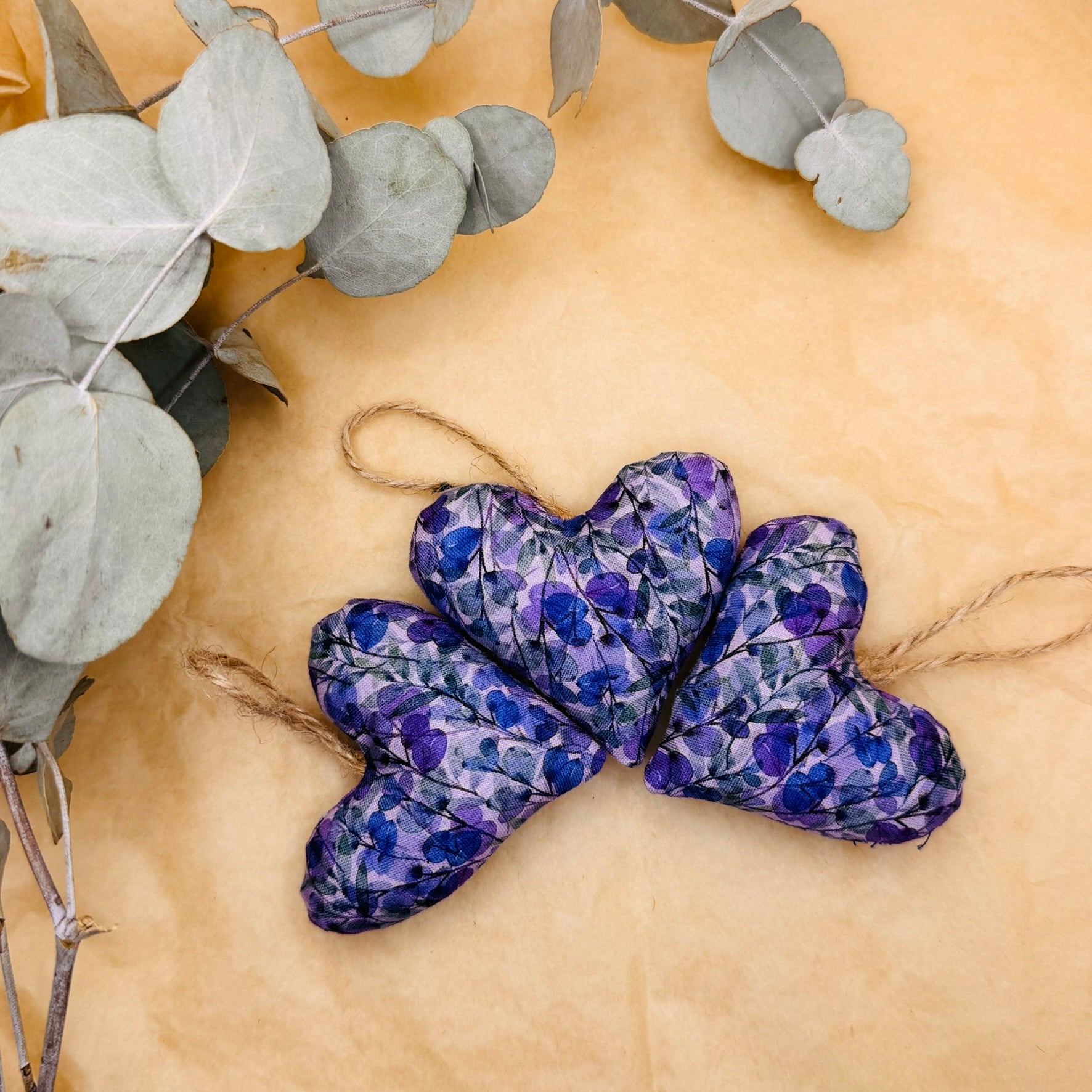 Handmade Floral Purple Hearts