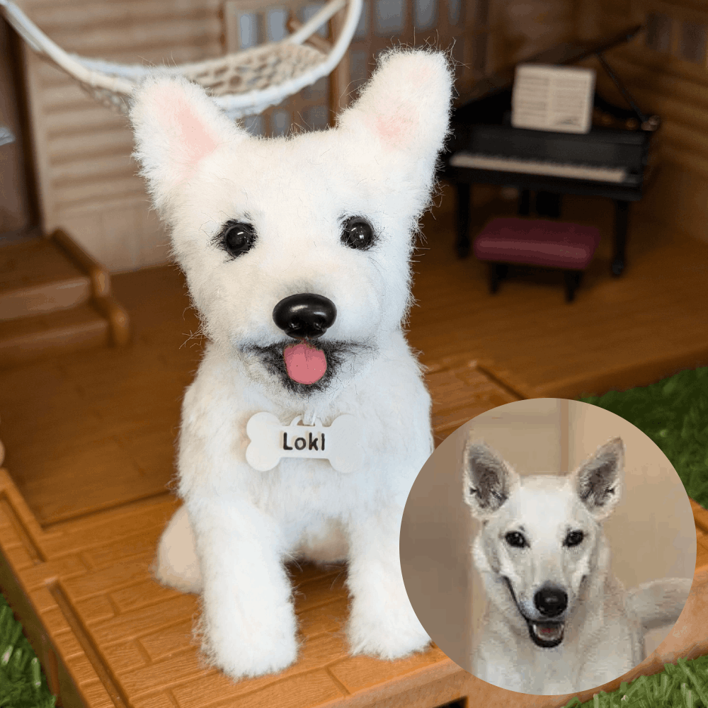 Custom Dog Replica from Photo, Poseable Art Doll, Pet Memorial Keepsake - Handmade Soft Sculpture, Personalised Plushie Ornament