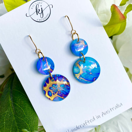 Artsy Turquoise Purple Blue Gold Earrings