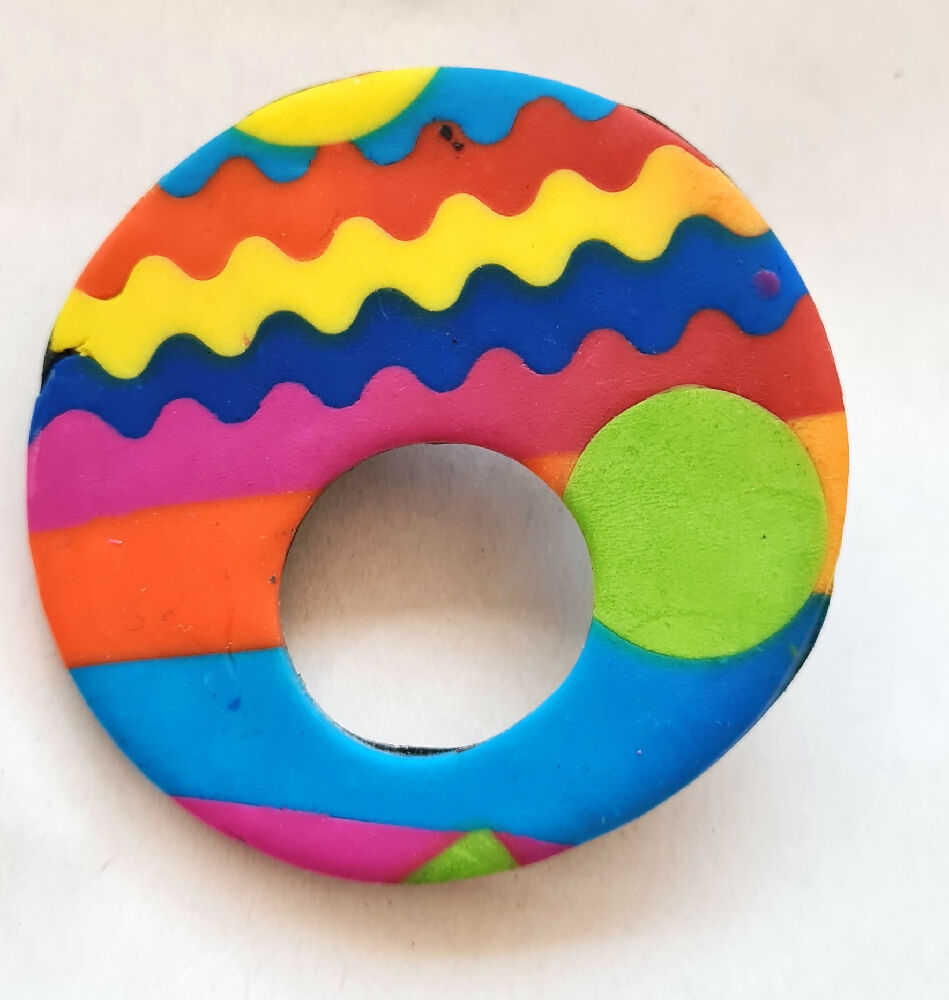 Multi Coloured Round Glasses Brooch