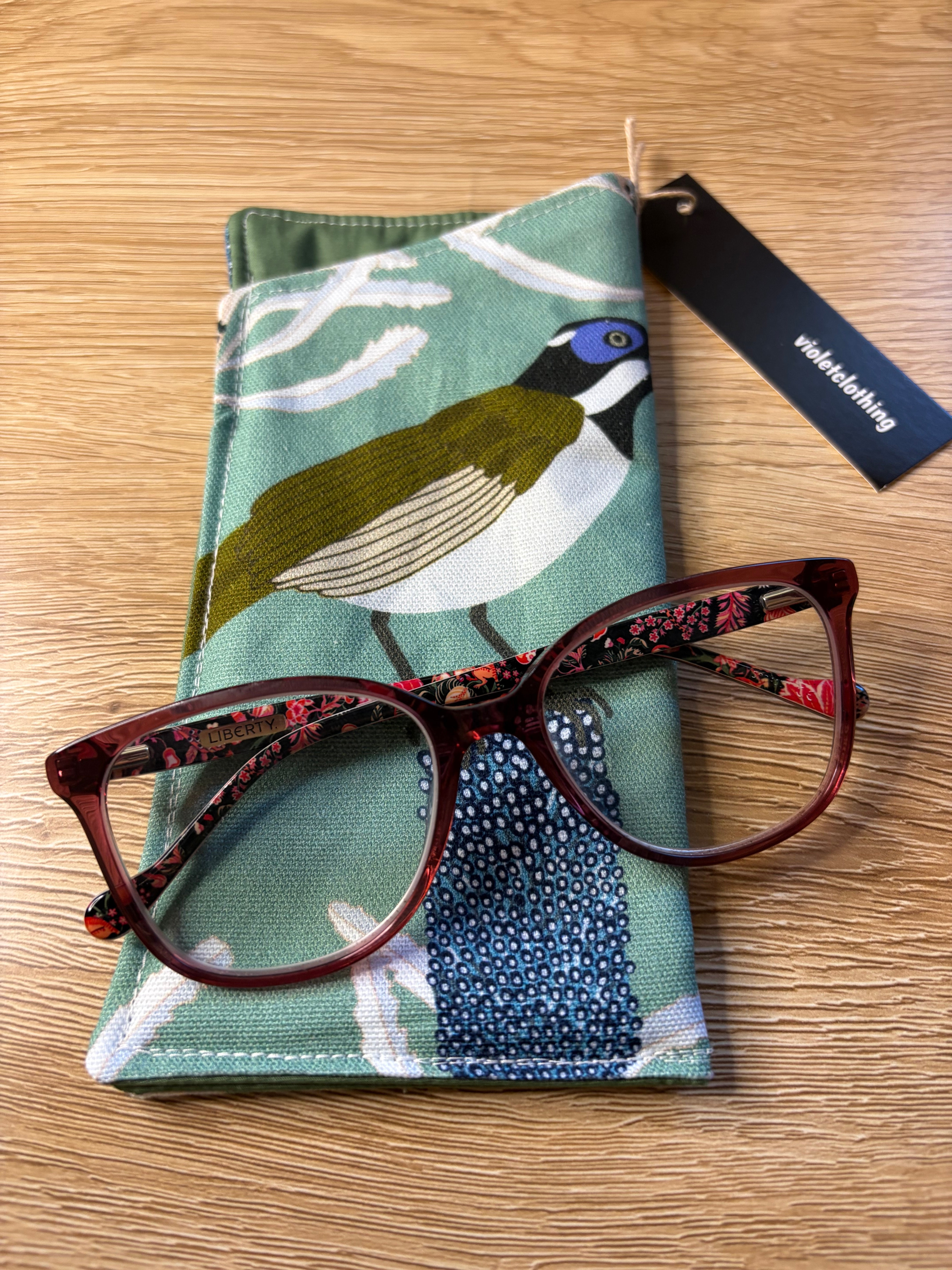 gorgeous green birdie cotton sunglass pouch - violetclothing - free postage