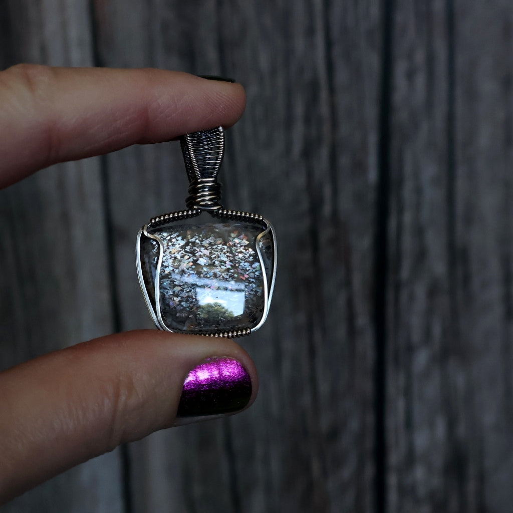 Sterling Silver Rainbow Lattice Sunstone Pendant ~ Talisman of Abundant Blessings