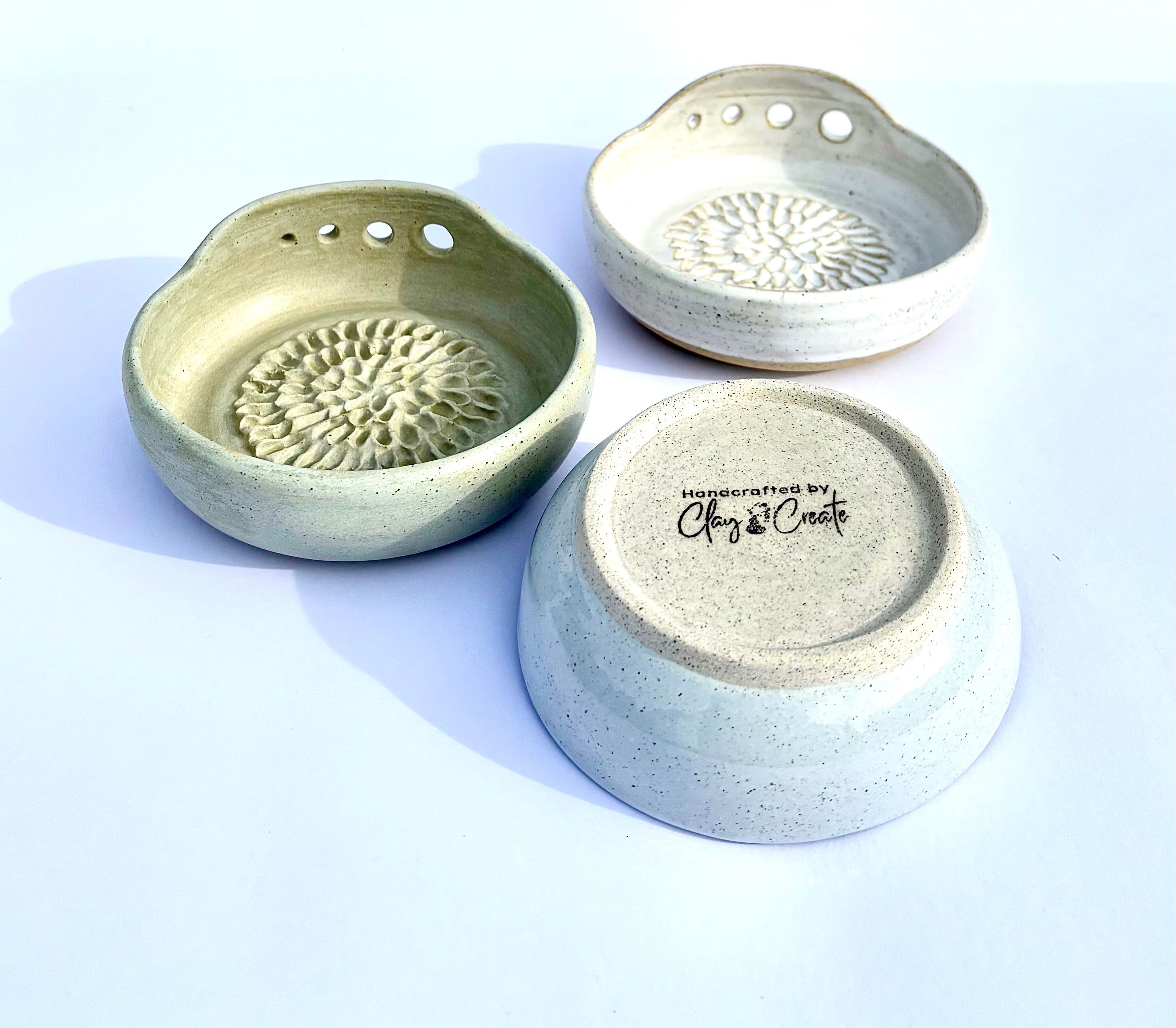 CUSTOM - Ceramic Garlic/Ginger Grater + Herb Stripper in White Speckled Clay