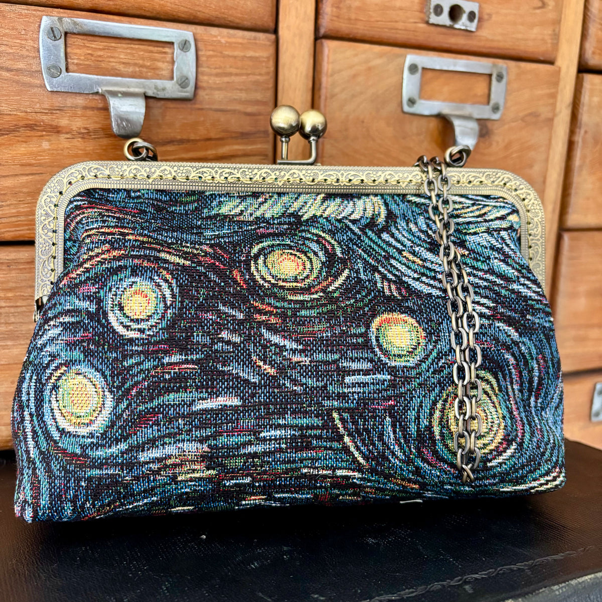 Kiss Lock Handbag - Starry Night
