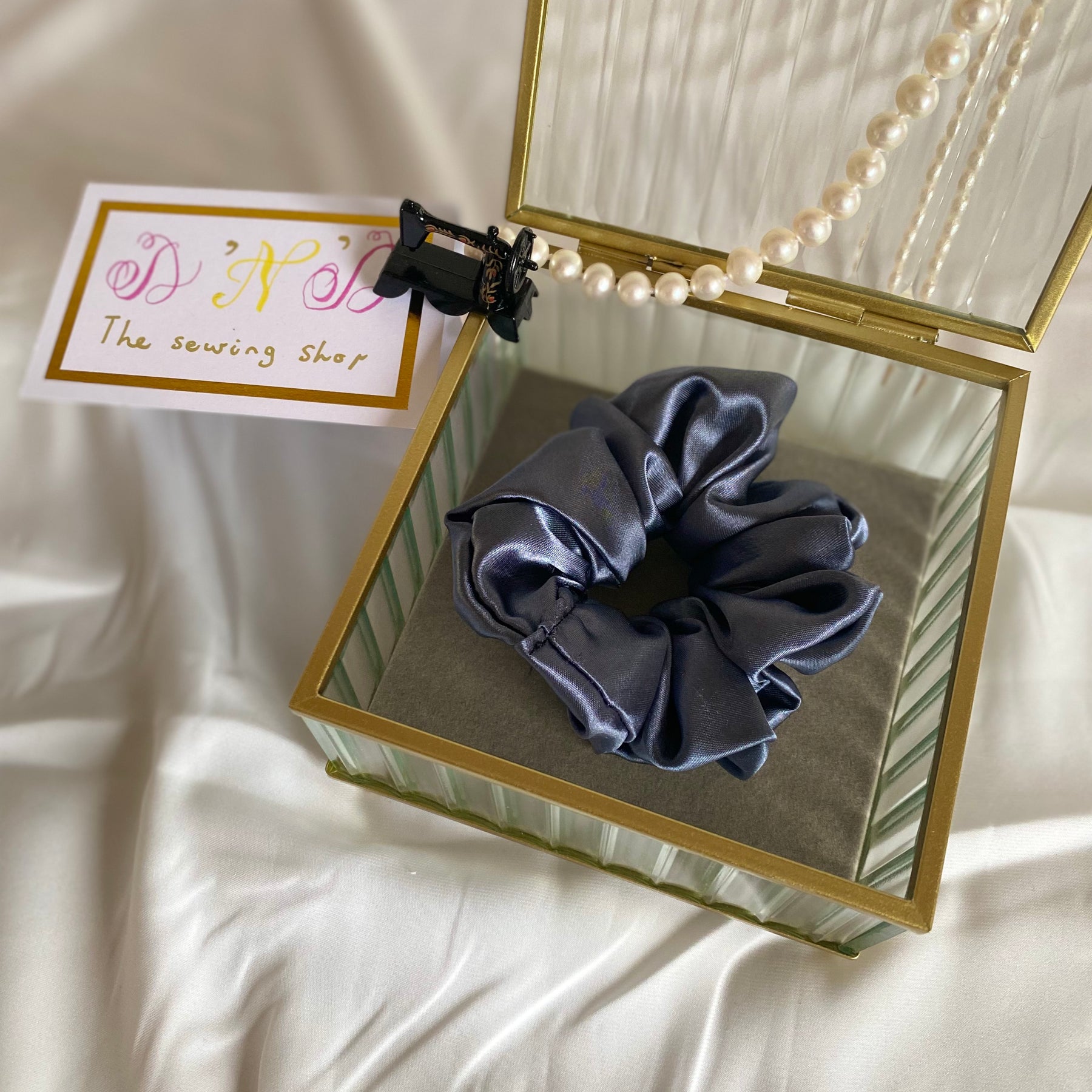 Handmade Satin Scrunchies – Elegant Neutral & Classic Colours Set of 4
