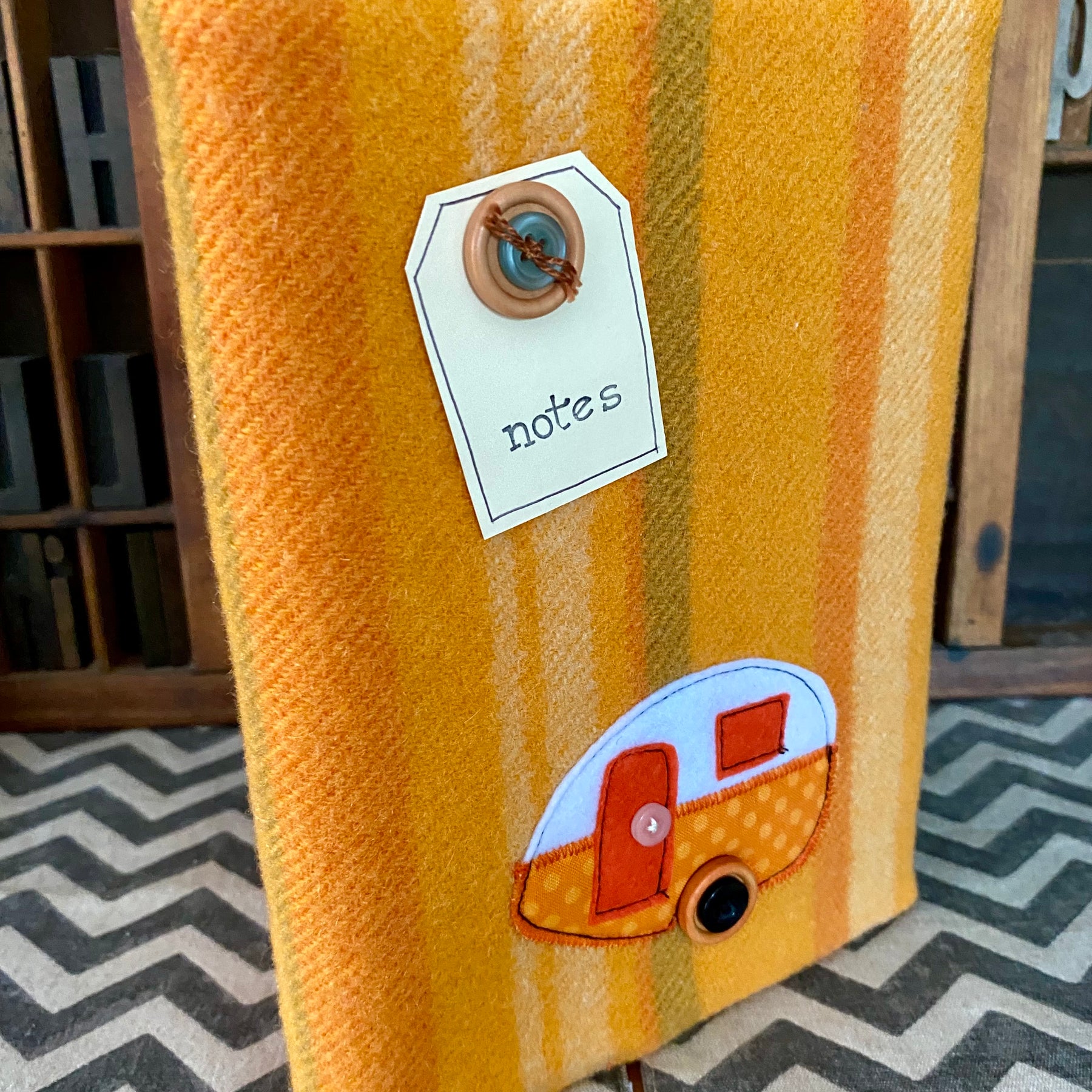 A5 Upcycled Notebook Vintage Caravan -  Orange