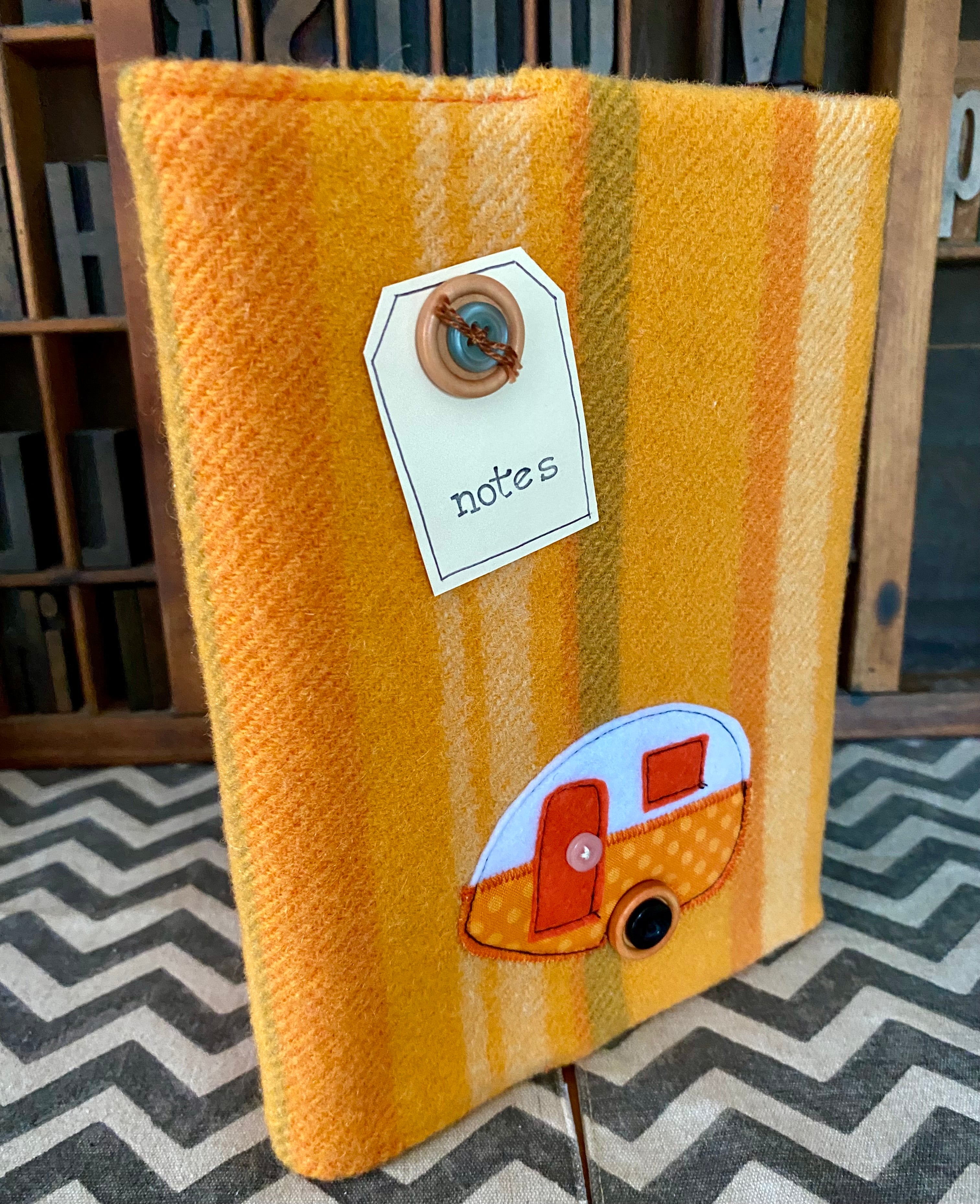 A5 Upcycled Notebook Vintage Caravan -  Orange