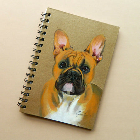 Hand painted French Bulldog notebook