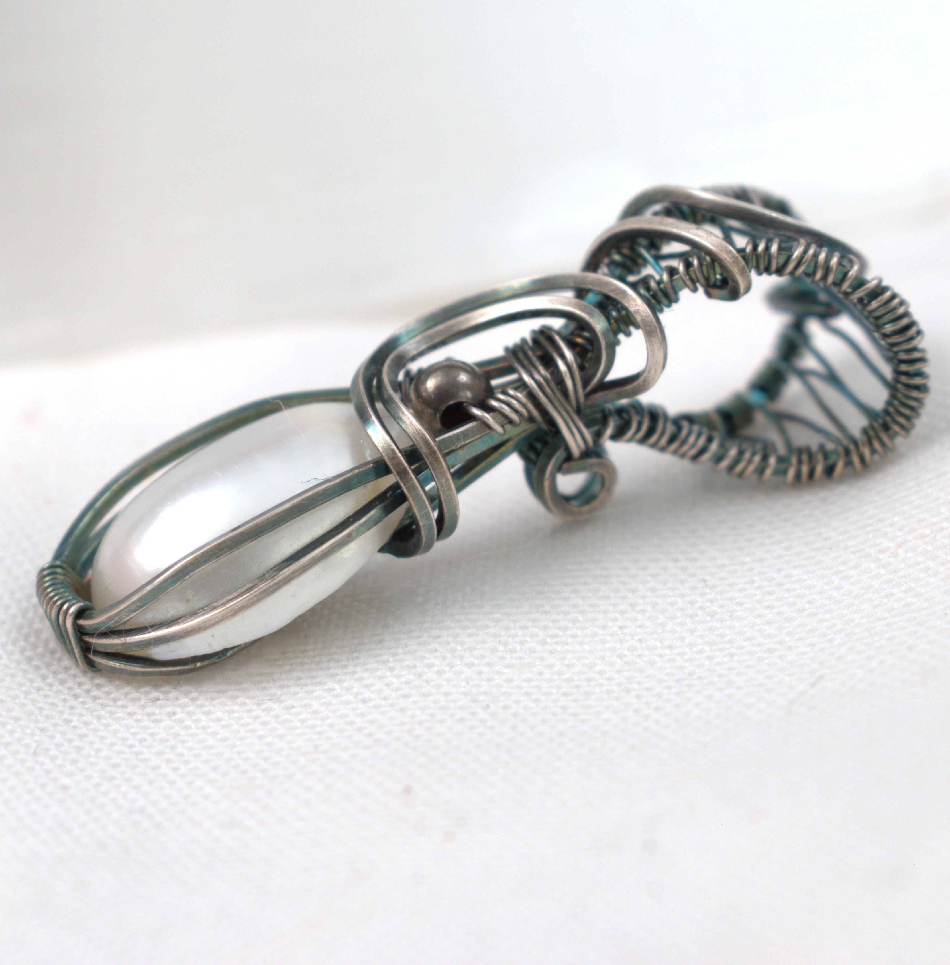 Silver Siren - Antiqued Silver Pearl Pendant