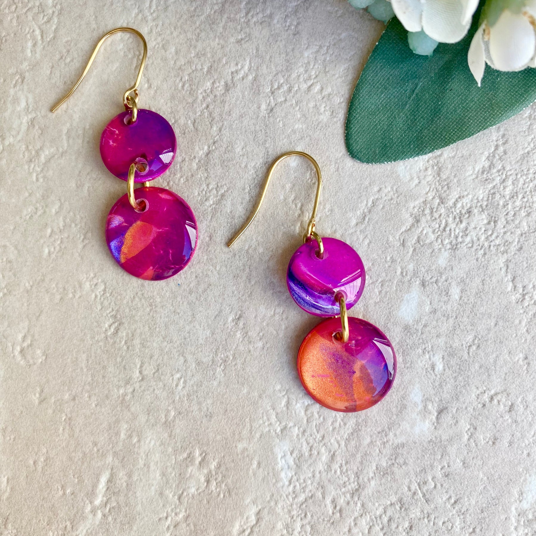 Stunning Cerise Copper Purple Earrings