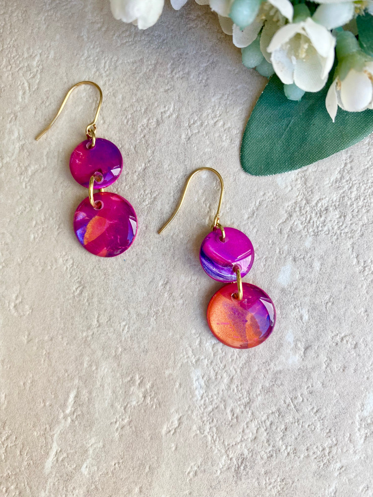 Stunning Cerise Copper Purple Earrings