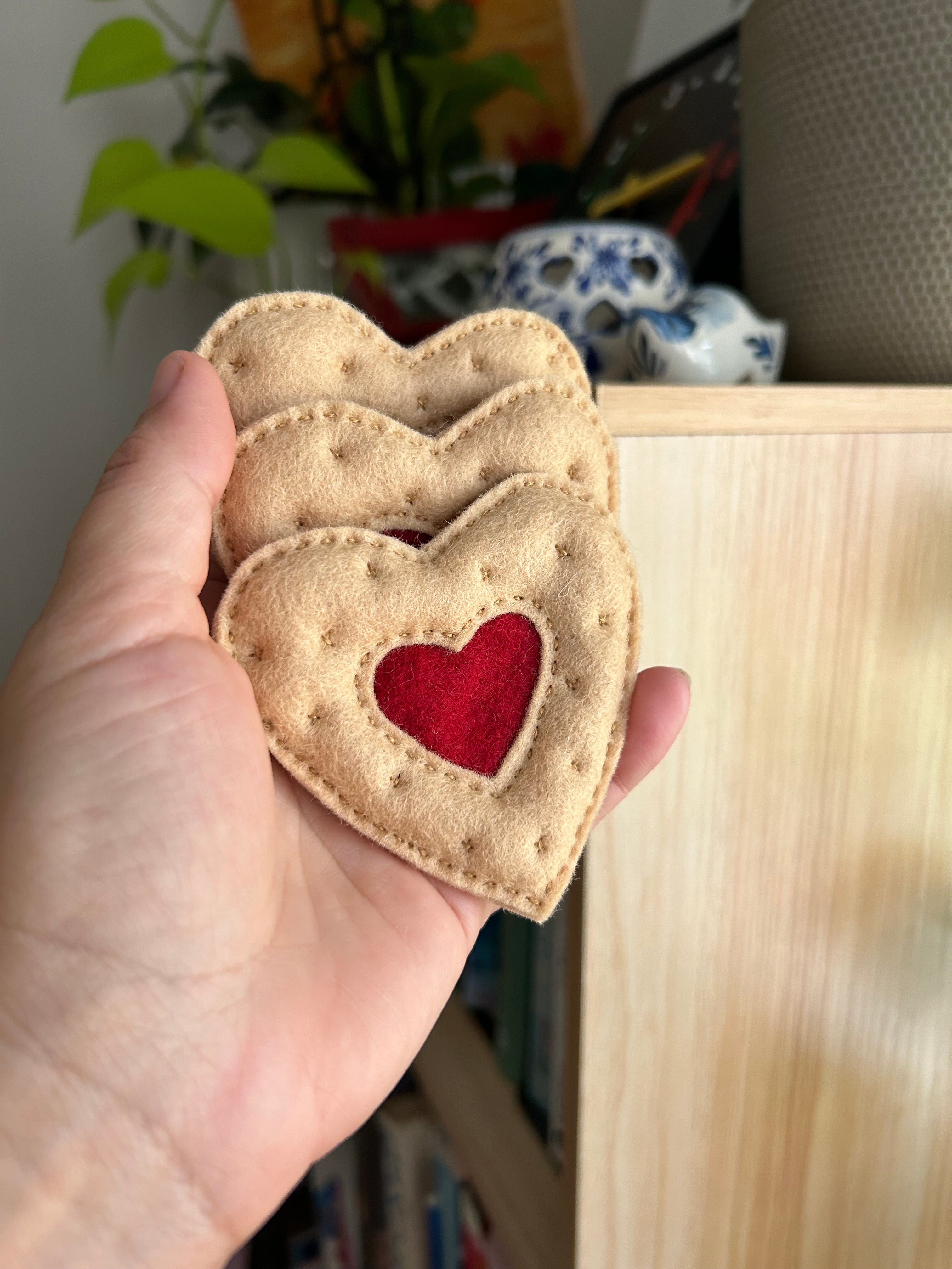 Love heart felt cookies, set of 2, Valentine’s Day